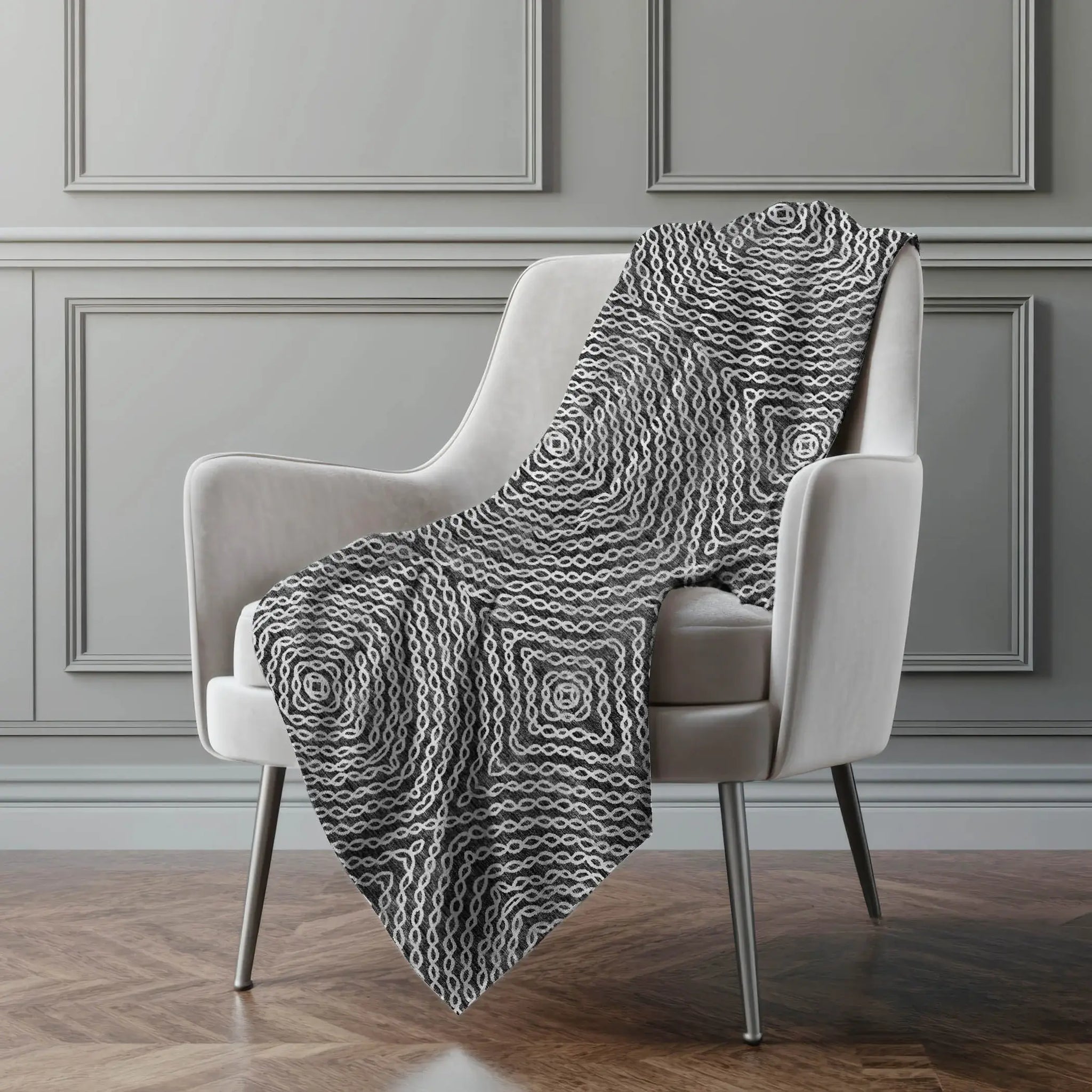 50" X 70" Charcoal And Ivory Abstract Microfiber Plush Throw Blanket - Homeroots - Flyclothing LLC