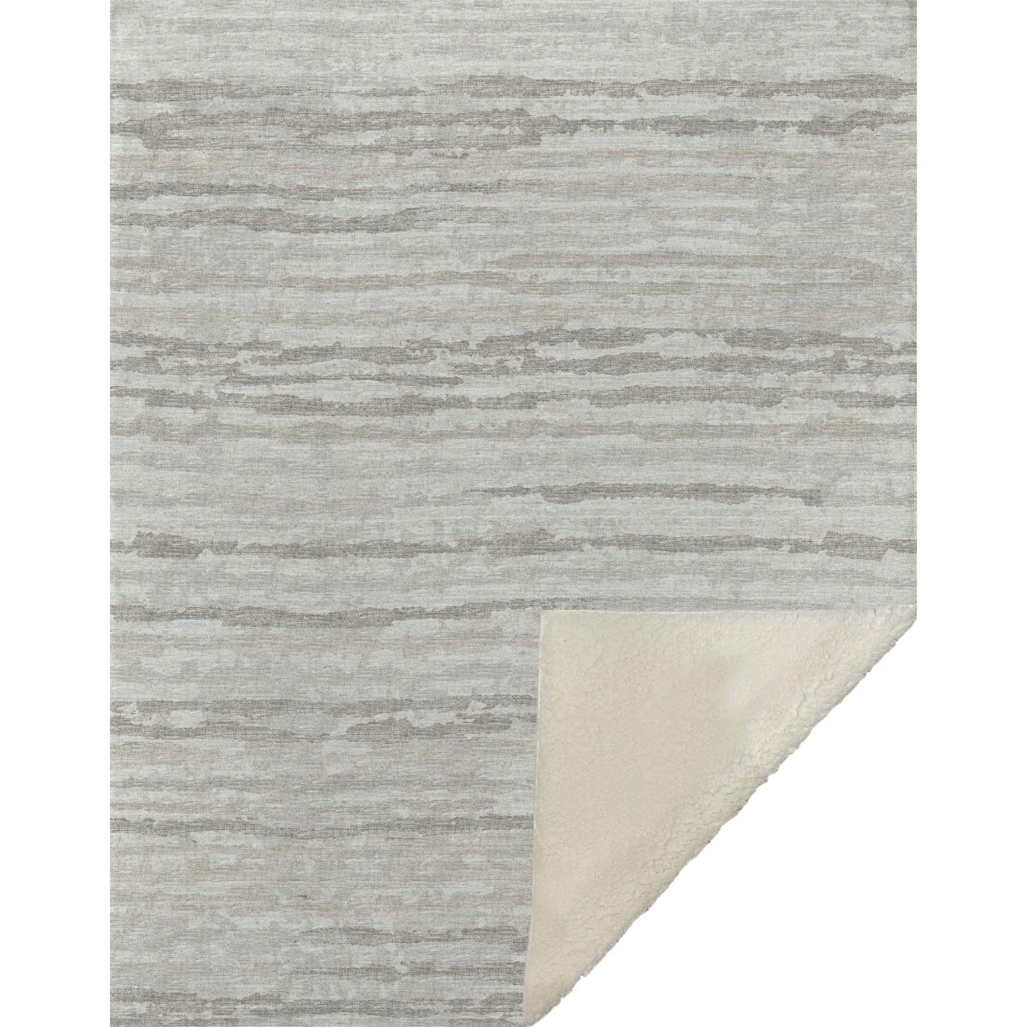 50" X 70" Ivory And Taupe Striped Microfiber Plush Throw Blanket - Homeroots - Flyclothing LLC