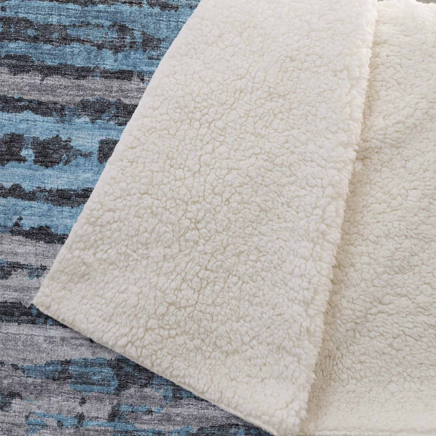 50" X 70" Blue And Charcoal Striped Microfiber Plush Throw Blanket - Homeroots - Flyclothing LLC