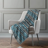 50" X 70" Blue And Charcoal Striped Microfiber Plush Throw Blanket - Homeroots - Flyclothing LLC