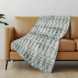 50" X 70" Ivory And Teal Geometric Microfiber Plush Throw Blanket - Homeroots - Flyclothing LLC