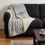 50" X 70" Ivory And Teal Geometric Microfiber Plush Throw Blanket - Homeroots - Flyclothing LLC