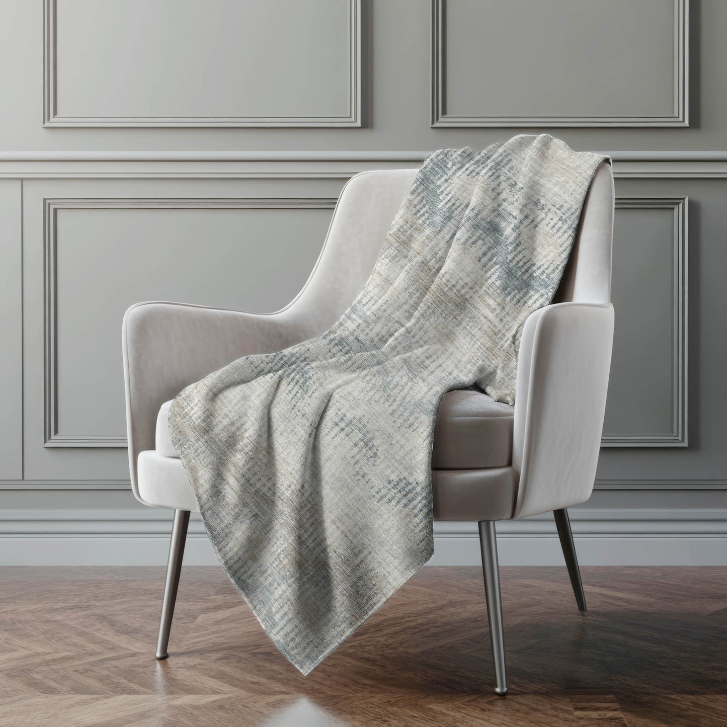 50" X 70" Linen And Gray Geometric Microfiber Plush Throw Blanket - Homeroots - Flyclothing LLC