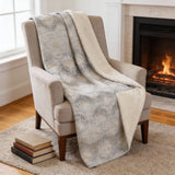 50" X 70" Linen And Gray Geometric Microfiber Plush Throw Blanket - Homeroots - Flyclothing LLC