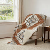 50" X 70" Rust Ivory And Blue Floral Microfiber Plush Throw Blanket - Homeroots - Flyclothing LLC