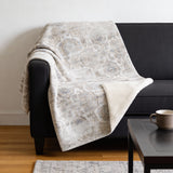 50" X 70" Linen Coffee And Ivory Damask Microfiber Plush Throw Blanket - Homeroots - Flyclothing LLC