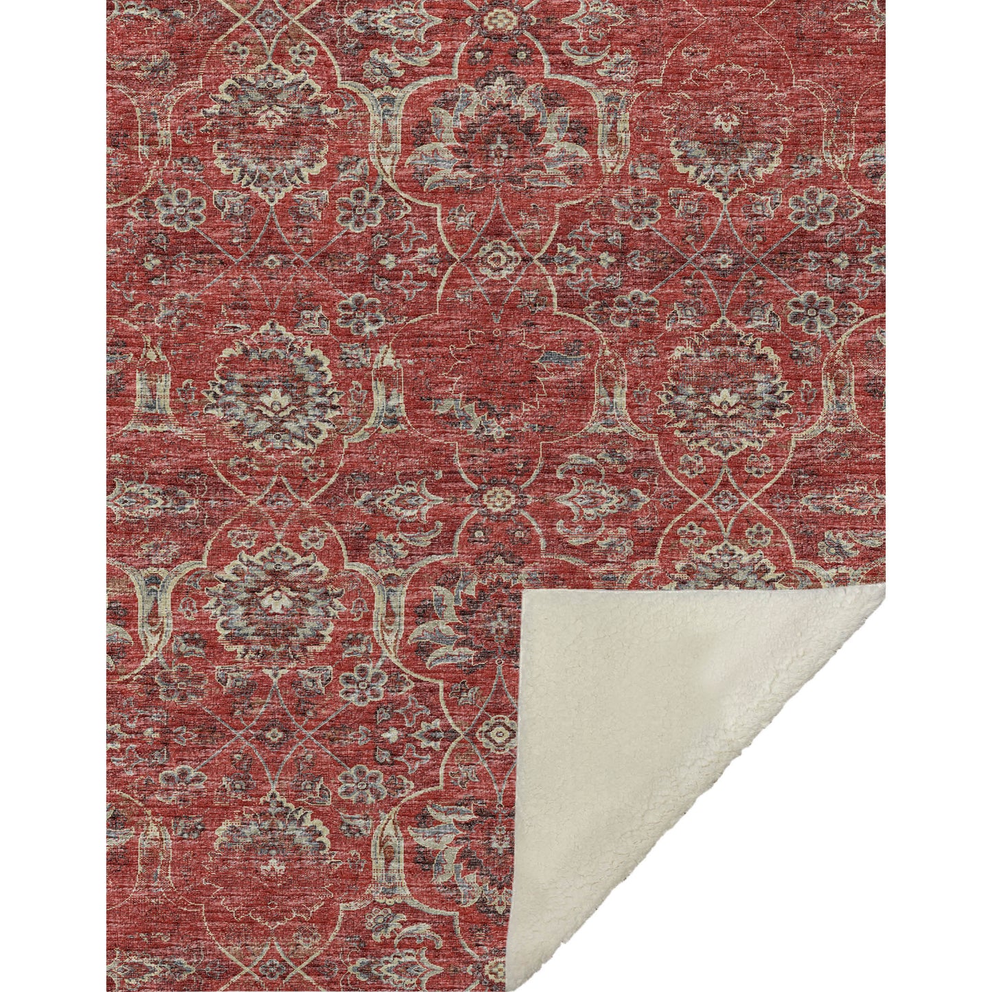 50" X 70" Red Pewter And Beige Damask Microfiber Plush Throw Blanket - Homeroots - Flyclothing LLC