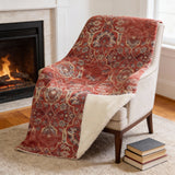 50" X 70" Red Pewter And Beige Damask Microfiber Plush Throw Blanket - Homeroots - Flyclothing LLC