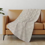 50" X 70" Ivory And Beige Geometric Microfiber Plush Throw Blanket - Homeroots - Flyclothing LLC