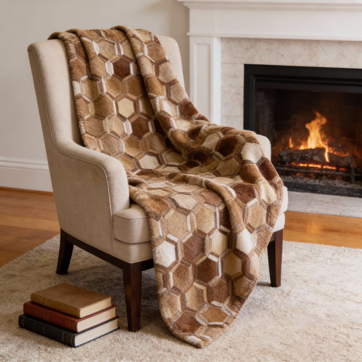 50" X 70" Brown And Beige Geometric Microfiber Plush Throw Blanket - Homeroots - Flyclothing LLC