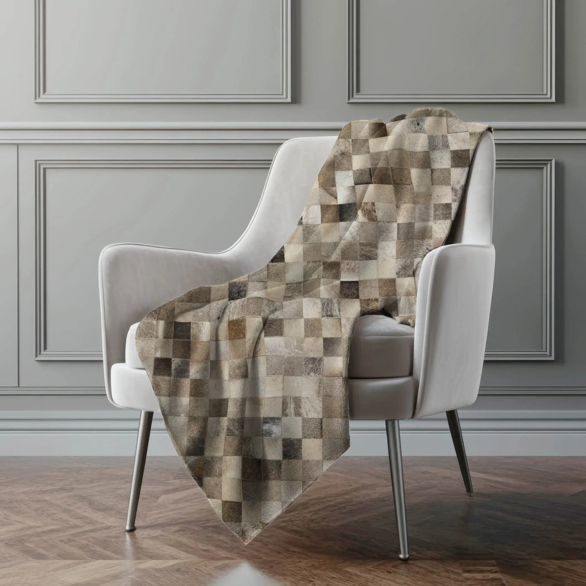 50" X 70" Gray Beige And Black Geometric Microfiber Plush Throw Blanket - Homeroots - Flyclothing LLC