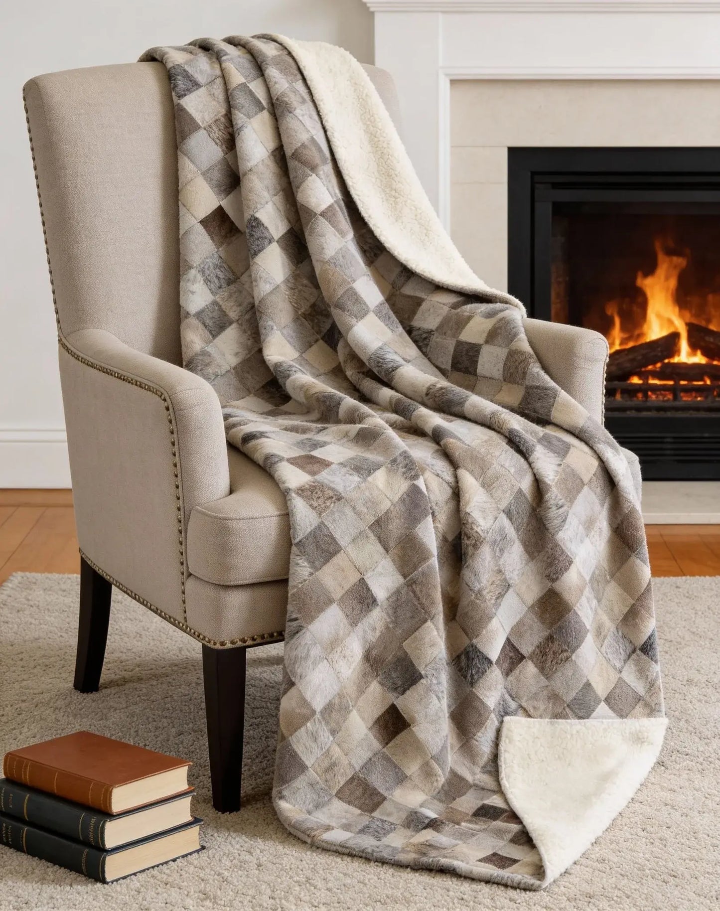 50" X 70" Gray Beige And Black Geometric Microfiber Plush Throw Blanket - Homeroots - Flyclothing LLC