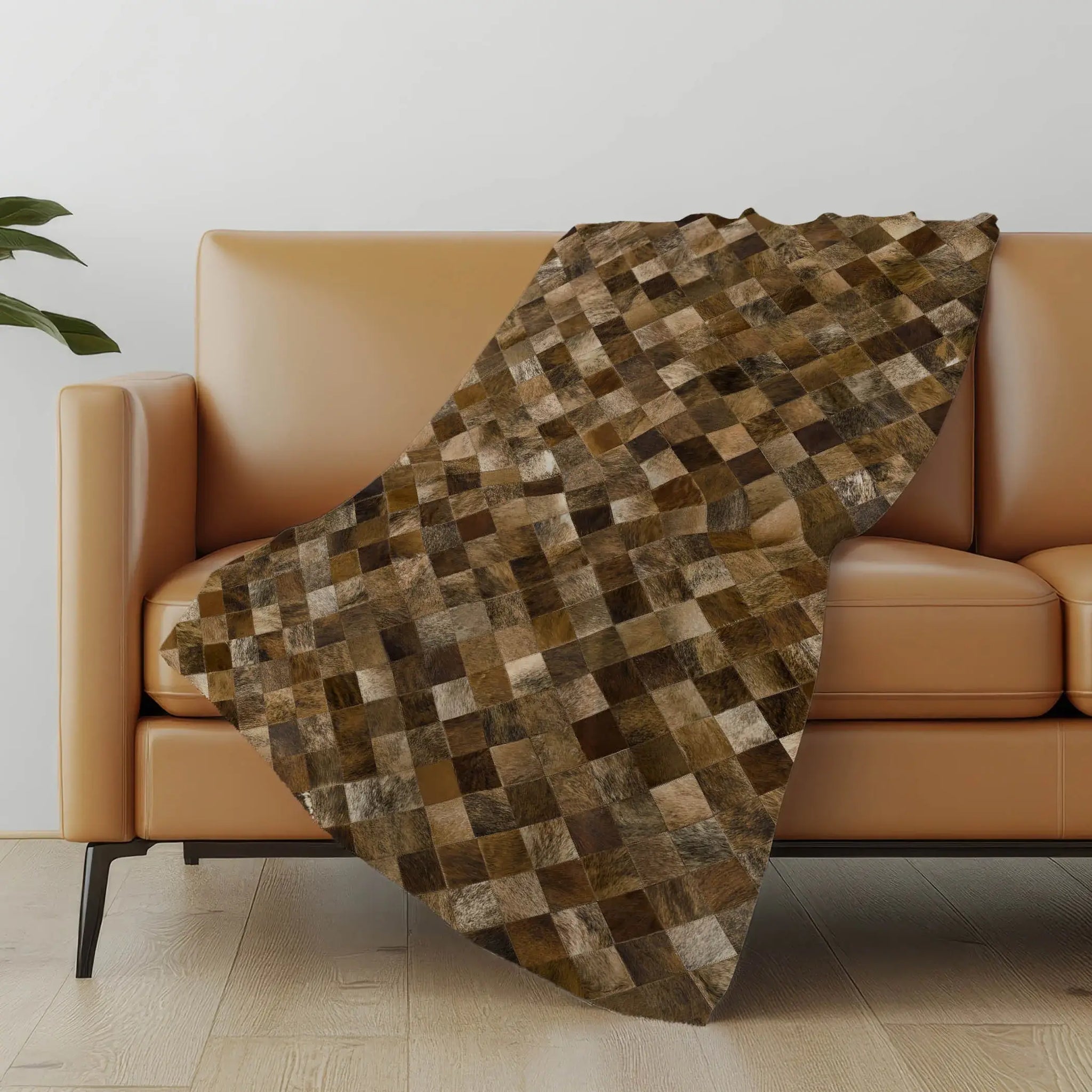 50" X 70" Brown Beige And Ivory Geometric Microfiber Plush Throw Blanket - Homeroots - Flyclothing LLC