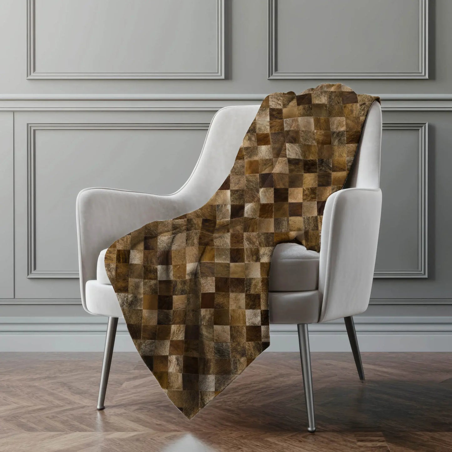 50" X 70" Brown Beige And Ivory Geometric Microfiber Plush Throw Blanket - Homeroots - Flyclothing LLC