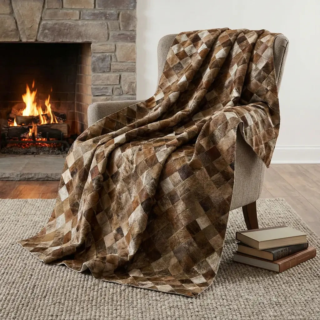 50" X 70" Brown Beige And Ivory Geometric Microfiber Plush Throw Blanket - Homeroots - Flyclothing LLC