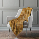 50" X 70" Brown Beige And Gold Geometric Microfiber Plush Throw Blanket - Homeroots - Flyclothing LLC