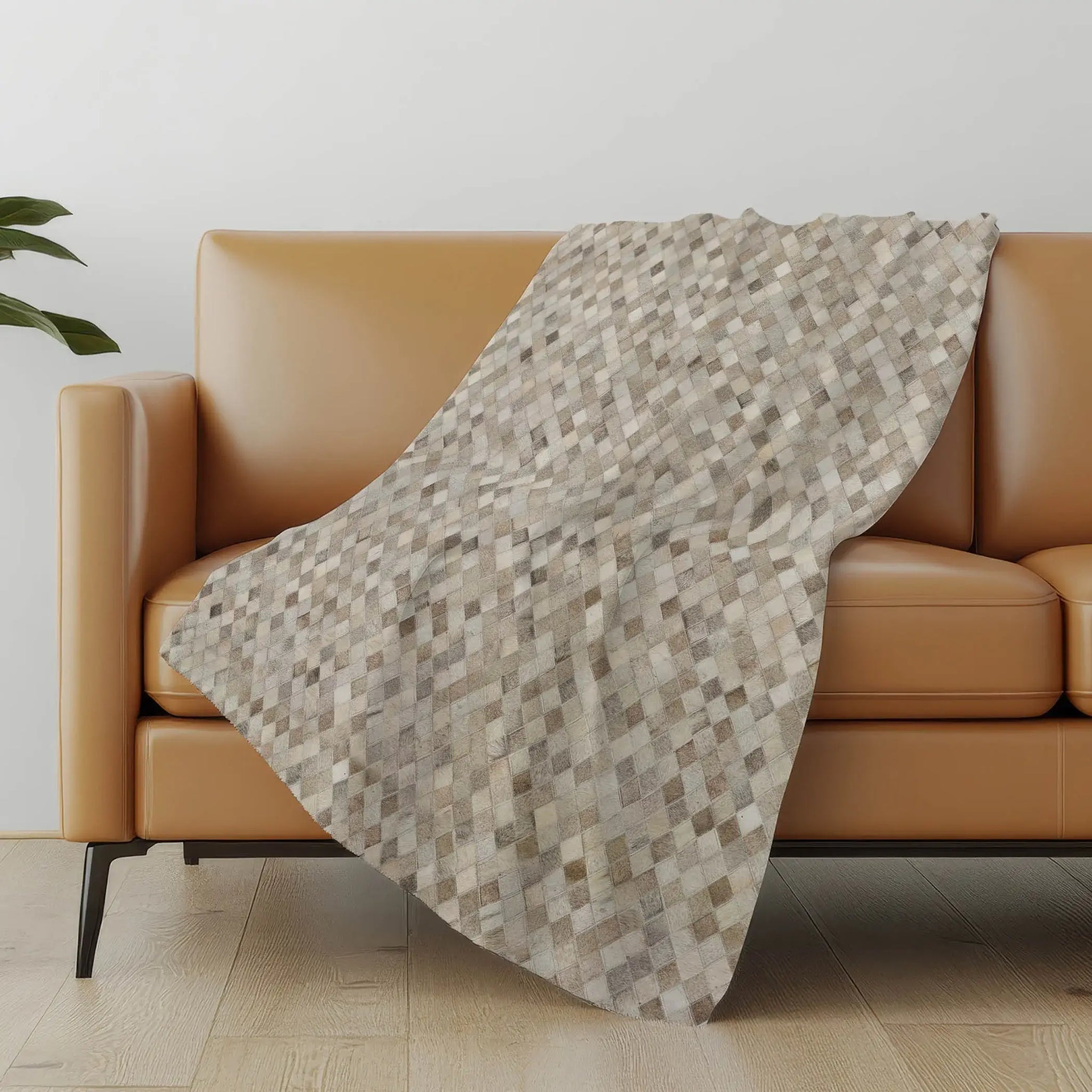 50" X 70" Gray Beige And Ivory Geometric Microfiber Plush Throw Blanket - Homeroots - Flyclothing LLC