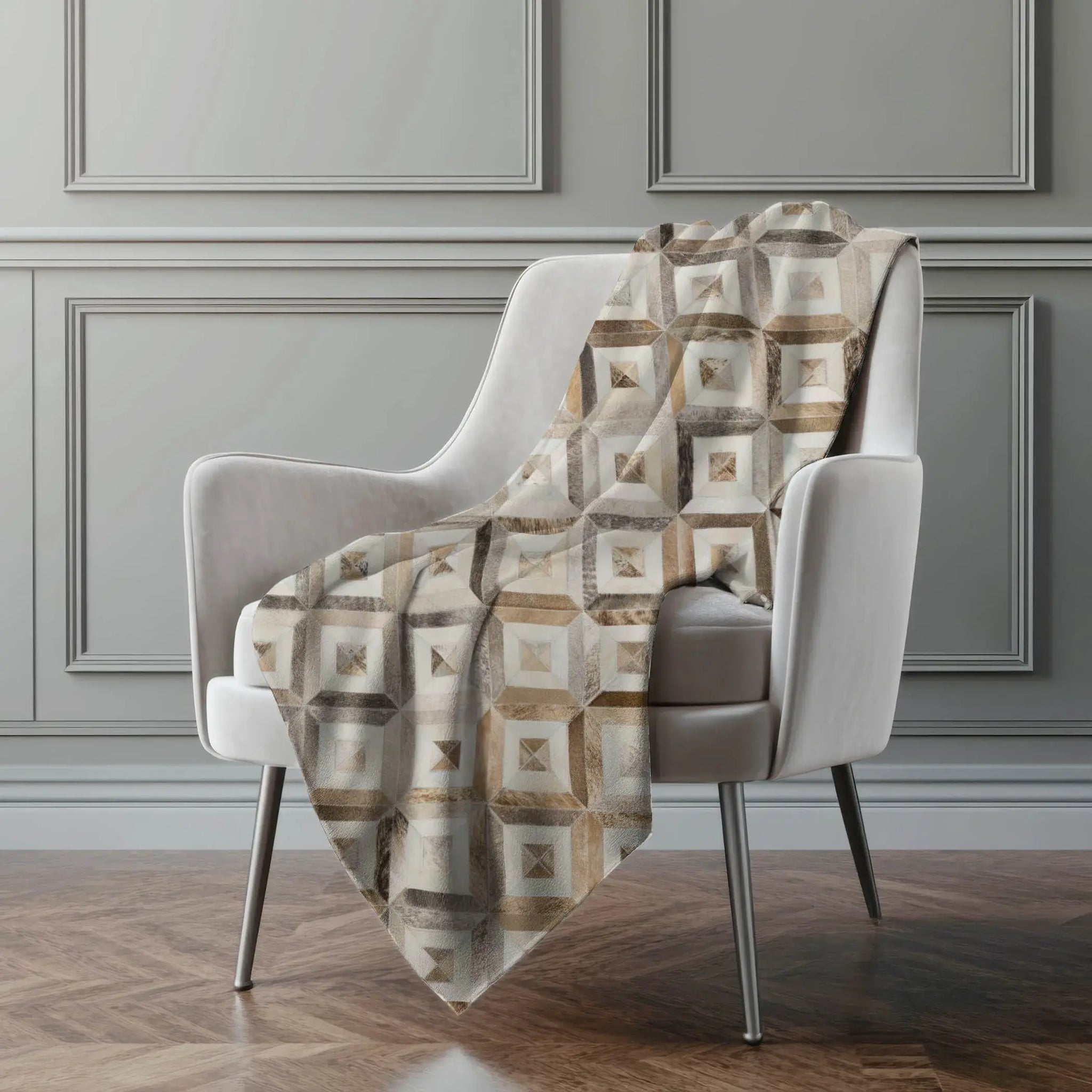50" X 70" Gray And Brown Geometric Microfiber Plush Throw Blanket - Homeroots - Flyclothing LLC