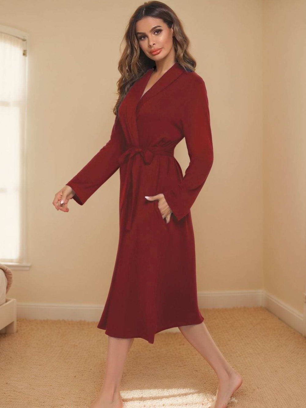 Tied Lounge Nightgown with Pockets - Trendsi - Flyclothing LLC