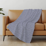 50" X 70" Navy Blue And White Houndstooth Microfiber Plush Throw Blanket - HomeRoots - Flyclothing LLC