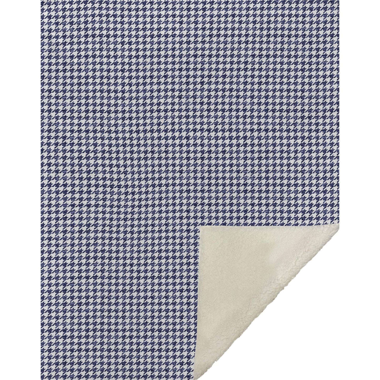 50" X 70" Navy Blue And White Houndstooth Microfiber Plush Throw Blanket - HomeRoots - Flyclothing LLC