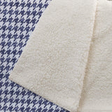 50" X 70" Navy Blue And White Houndstooth Microfiber Plush Throw Blanket - HomeRoots - Flyclothing LLC
