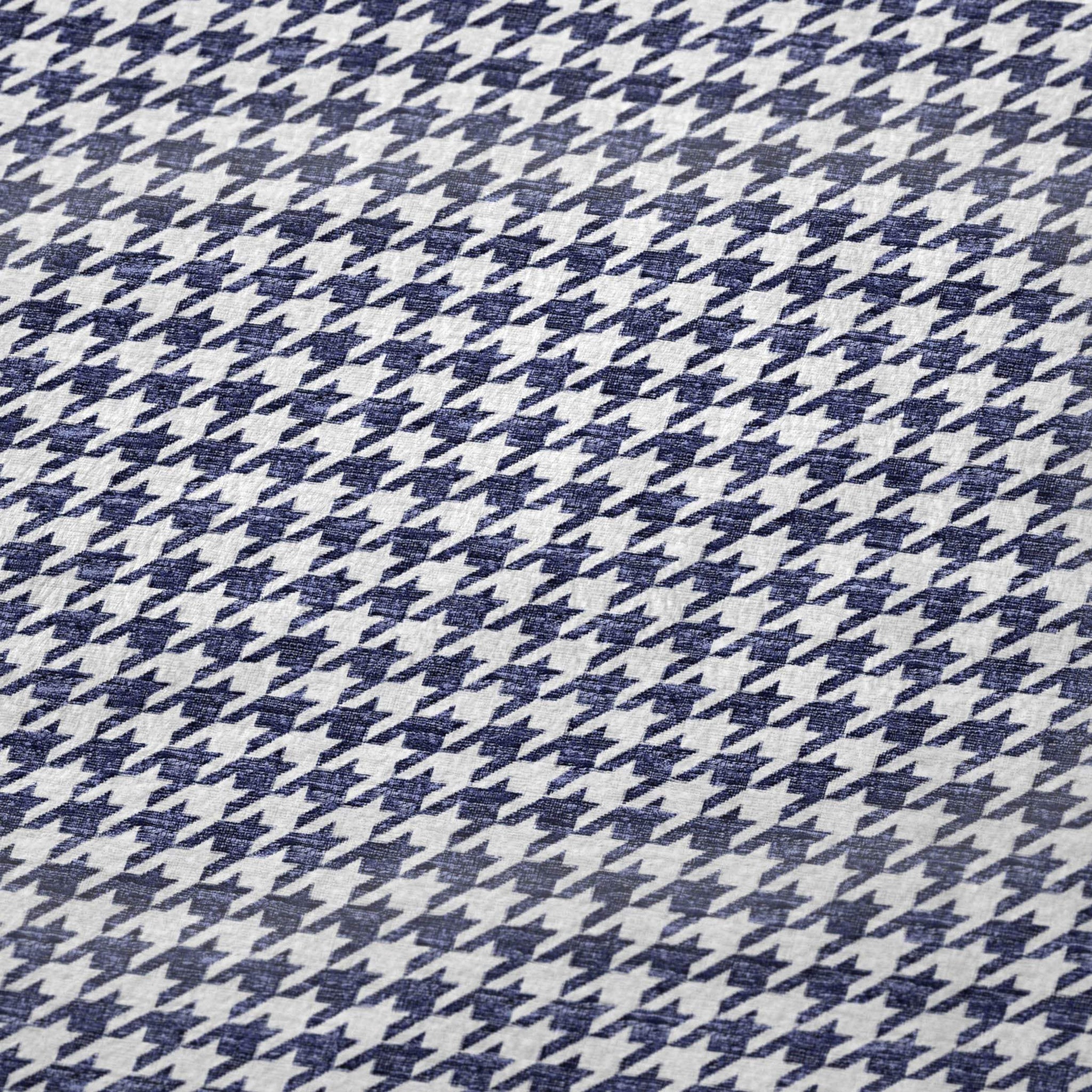 50" X 70" Navy Blue And White Houndstooth Microfiber Plush Throw Blanket - HomeRoots - Flyclothing LLC
