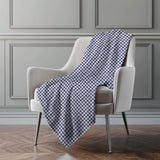 50" X 70" Navy Blue And White Houndstooth Microfiber Plush Throw Blanket - HomeRoots - Flyclothing LLC