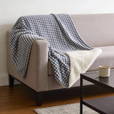 50" X 70" Navy Blue And White Houndstooth Microfiber Plush Throw Blanket - HomeRoots - Flyclothing LLC