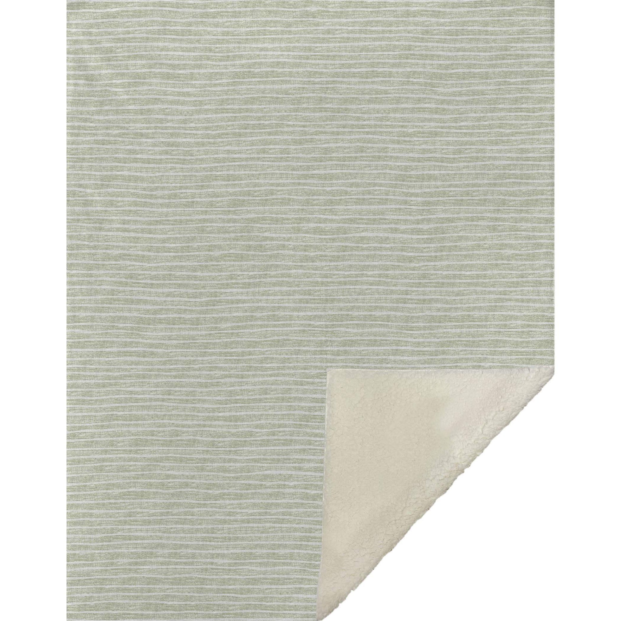 50" X 70" Mint Green And Ivory Striped Microfiber Plush Throw Blanket - Homeroots - Flyclothing LLC