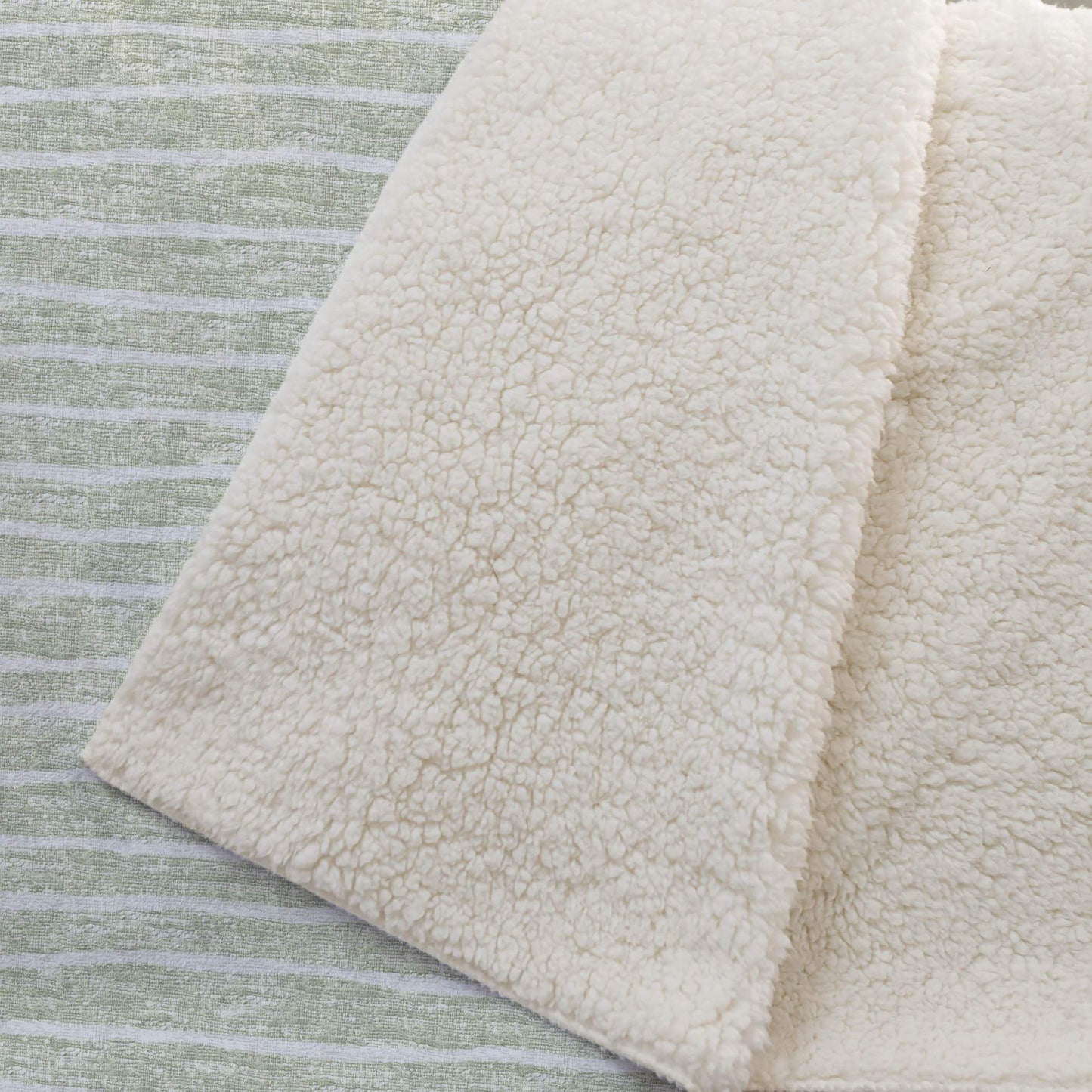 50" X 70" Mint Green And Ivory Striped Microfiber Plush Throw Blanket - Homeroots - Flyclothing LLC