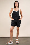VERY J Plus Size Mineral Washed Sleeveless Knit Romper - Trendsi