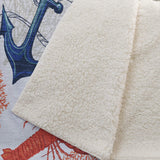50" X 70" Ivory Red and Blue Microfiber Coastal Nautical Plush Throw Blanket - HomeRoots - Flyclothing LLC