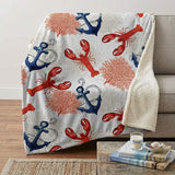 50" X 70" Ivory Red and Blue Microfiber Coastal Nautical Plush Throw Blanket - HomeRoots - Flyclothing LLC