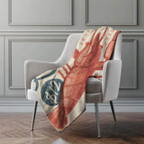 50" X 70" Beige Blue And Red Lobster Plush Throw Blanket - HomeRoots - Flyclothing LLC