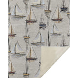 50" X 70" Beige Charcoal And Ivory Sailboat Microfiber Plush Throw Blanket - Homeroots - Flyclothing LLC