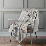 50" X 70" Beige Charcoal And Ivory Sailboat Microfiber Plush Throw Blanket - Homeroots - Flyclothing LLC