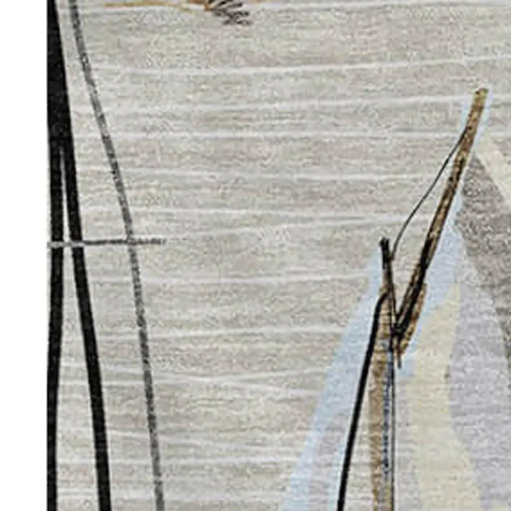 50" X 70" Beige Charcoal And Ivory Sailboat Microfiber Plush Throw Blanket - Homeroots - Flyclothing LLC