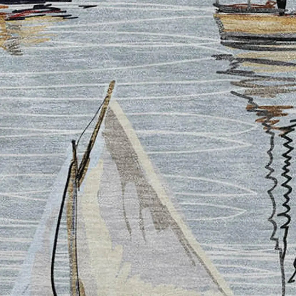 50" X 70" Beige Ivory And Sky Blue Sailboat Microfiber Plush Throw Blanket - Homeroots - Flyclothing LLC
