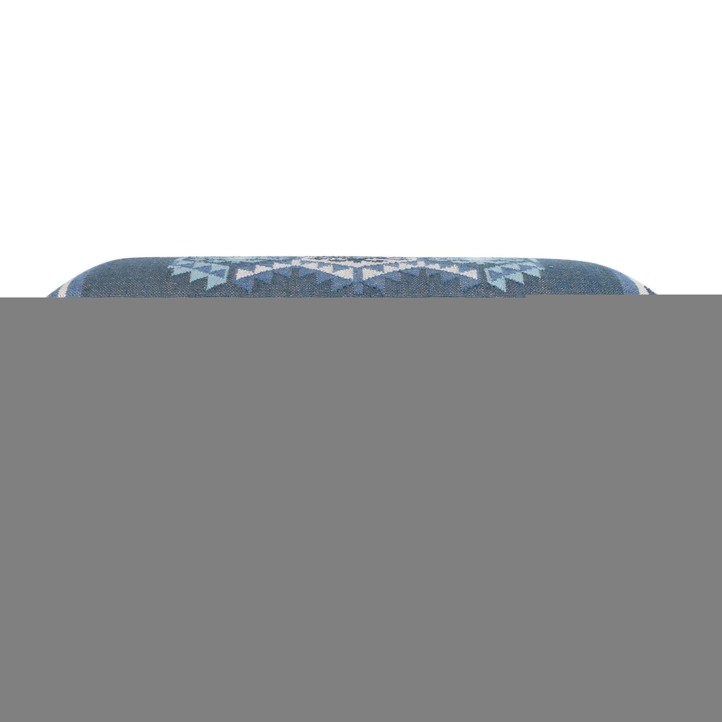 47" Blue and Brown Geometric Jute and Solid Wood Upholstered Bench - HomeRoots - Flyclothing LLC