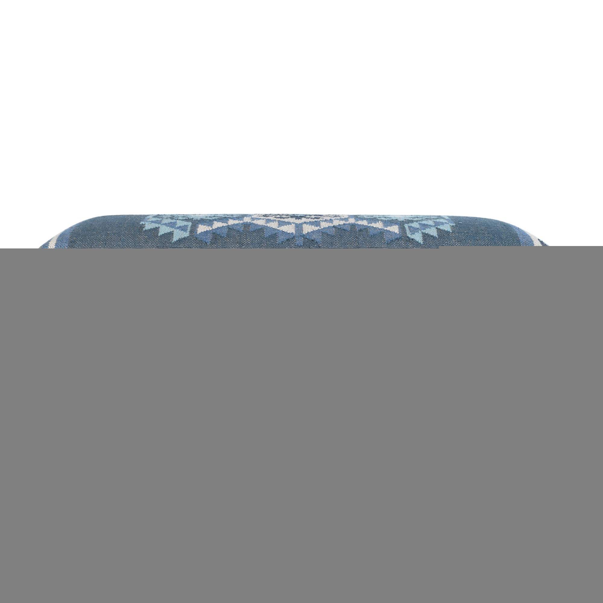 47" Blue and Brown Geometric Jute and Solid Wood Upholstered Bench - HomeRoots - Flyclothing LLC