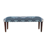 47" Blue and Brown Geometric Jute and Solid Wood Upholstered Bench - HomeRoots - Flyclothing LLC