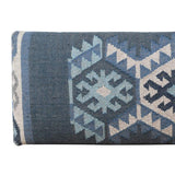 47" Blue and Brown Geometric Jute and Solid Wood Upholstered Bench - HomeRoots - Flyclothing LLC