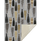 50" X 70" Gray Black And Gold Champagne Bottle Stripe Microfiber Plush Throw Blanket - Homeroots - Flyclothing LLC