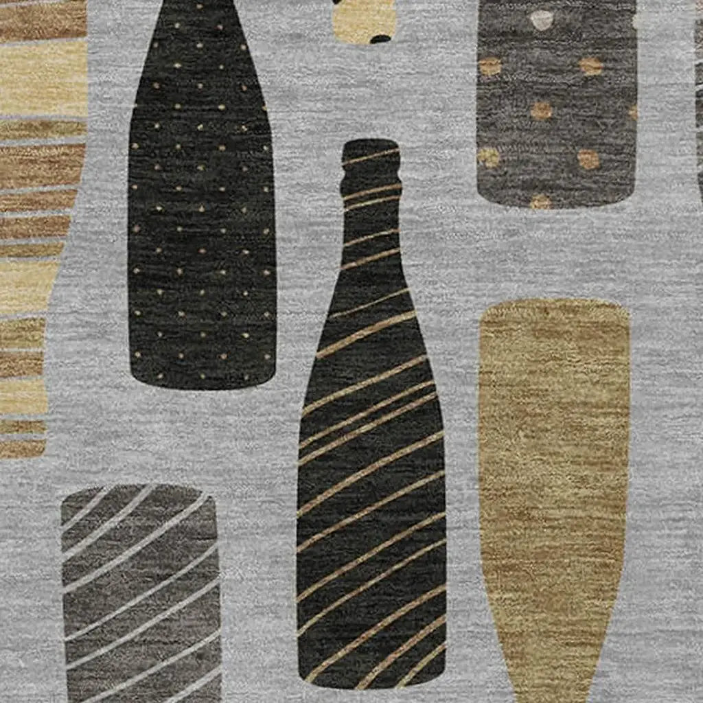 50" X 70" Gray Black And Gold Champagne Bottle Stripe Microfiber Plush Throw Blanket - Homeroots - Flyclothing LLC