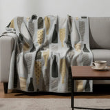 50" X 70" Gray Black And Gold Champagne Bottle Stripe Microfiber Plush Throw Blanket - Homeroots - Flyclothing LLC