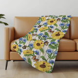 50" X 70" Ivory And Yellow Sunflower Floral Microfiber Plush Throw Blanket - Homeroots - Flyclothing LLC