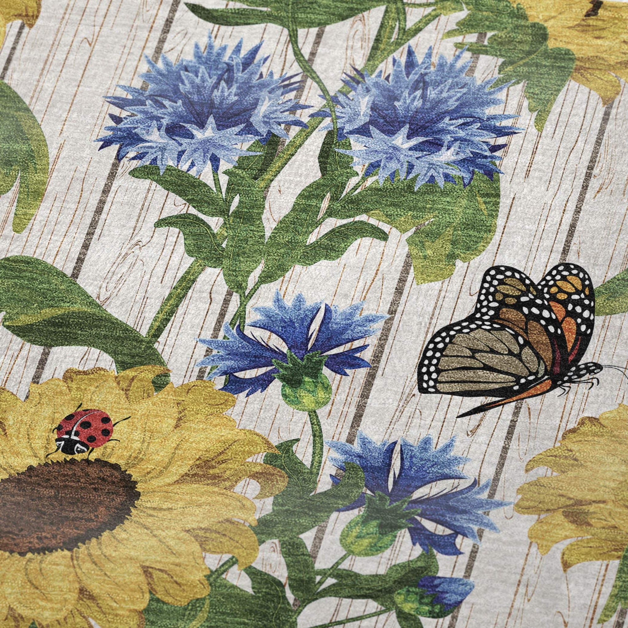 50" X 70" Ivory And Yellow Sunflower Floral Microfiber Plush Throw Blanket - Homeroots - Flyclothing LLC