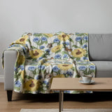 50" X 70" Ivory And Yellow Sunflower Floral Microfiber Plush Throw Blanket - Homeroots - Flyclothing LLC