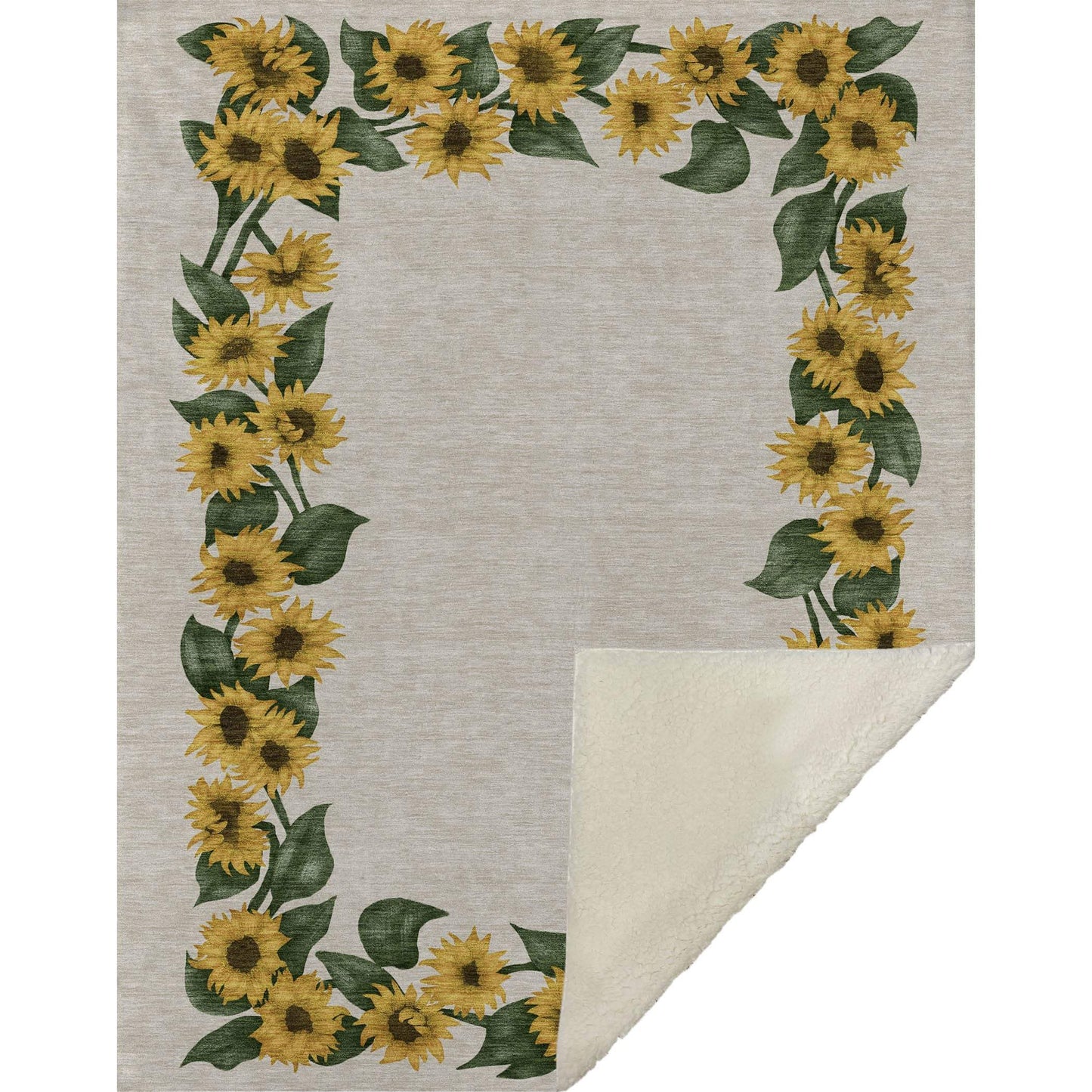 50" X 70" Beige And Yellow Sunflower Floral Microfiber Plush Throw Blanket - Homeroots - Flyclothing LLC